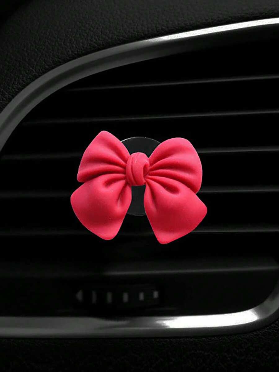 Bow Decor Car Air Vent Aromatherapy Diffuser (Comes With 2 Solid Osmanthus Fragrance Pads) - Red - View 1
