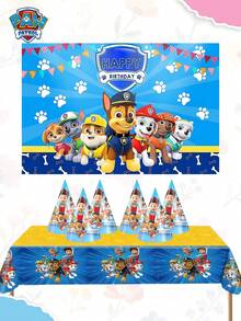 Paw Patrol 汪汪队立大功主题派对套装，包含背景幕布、派对帽和桌布，采用完整的汪汪队主题设计，并饰有“生日快乐”字样，以充满活力的蓝黄配色为主，选用优质材料，经久耐用。非常适合为婚礼场地、餐厅增添节日气氛，也是生日派对的理想之选，同时也是圣诞节主题装饰的绝佳选择，更是汪汪队主题生日装饰、新年装饰、返校季装饰和情人节装饰的必备之选。 - 彩色 - 查看 1