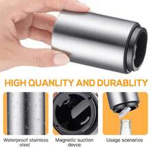 Stainless Steel Automatic Beer Bottle Opener - Magnetic Press Top Cap Remover For Home, Camping, Bar And Party | Easy To Open, Portable And Durable (1pc) - Multicolor - View 6