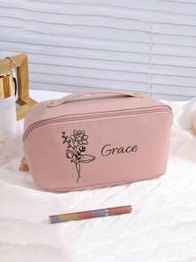 Customized Women's Portable Travel Makeup Bag With Compartments, Makeup Brushes Bag, Waterproof Pu Cosmetic Bag For Outdoor & Vacation, Khaki , Makeup Bag Makeup Pouch Skincare Bag Toiletry Bag School Supplies Travel Essentials Make Up Bag Holiday Essentials Makeup Bags Makeup Organizer Holiday Winter Gifts For Women Make Up Organizer Makeup Storage - Multicolor - View 14