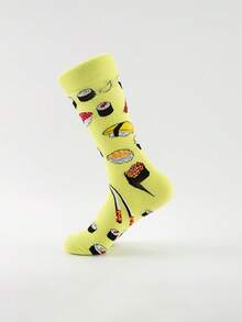 4 Paar Herren bunte Socken, mit lebendigen Lebensmittel-Prints, bequeme Freizeitsocken, europäischer und amerikanischer Straßen-Stil Knöchelsocken