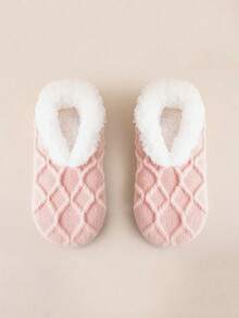 1 Pair Thick Thermal Lined Indoor Slipper Socks, Women's Cute Warm Anti-Slip, Ideal For Autumn/Winter Home Wear, Comfortable Warm Socks