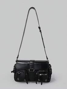 DareSee Ladies Solid Color New Shoulder Bag Solid Color Large Capacity Multi-Pocket Grunge Y2K Long Stick Bag Under The Arm, Hippie Fashion Shoulder Bag, Suitable For Cool Girls Handbags And Wallets., 2000s Fashion Style Bag For Women Gifts