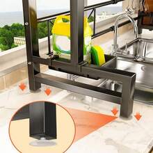 Over The Sink Dish Drying Rack, Adjustable Sink Drying Rack For Kitchen Sink, Metal Dish Drying Rack Saving Space, 2-Tier Dish Drying Rack Over Sink With Multifunctional Baskets, Black - Black - View 10