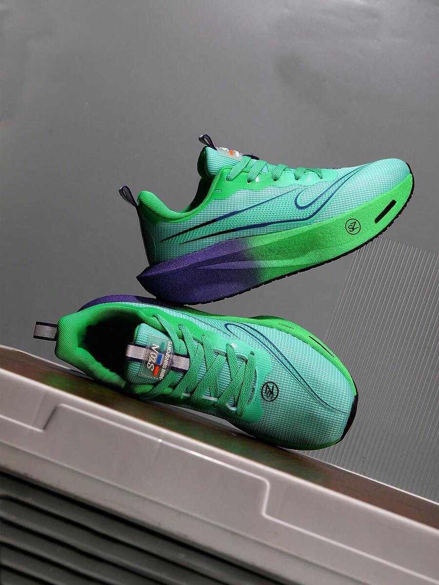 Jifffly 大码男式轻便透气网眼休闲运动鞋，减震碳板跑步运动鞋