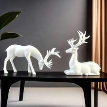 قطعتان من تماثيل الرنة البيضاء الحديثة - تماثيل ديكور المنزل في عيد الميلاد، مناسبة لغرفة المعيشة والنوم وديكور المنزل، ديكور عطلة الشتاء، مثالية لحفلة عيد الميلاد ورأس السنة، هدية مثالية لعيد الميلاد ورأس السنة - أبيض - مشاهدة 8