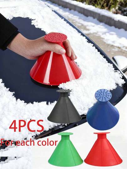 4-Piece 5-In-1 Heavy-Duty Ice & Snow Shovel - Multifunctional Winter Car Deicer, Windshield Scraper, Portable Manual Tool For, Trucks, RV, Boat, Motorcycle - All-In-One Snow Removal Accessory