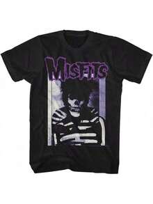 Misfits T Shirt Skeleton Mens Short Sleeve T Shirts Classic Rock Vintage Style Graphic Tees Casual Cotton Black Crewneck - màu đen - Xem 1