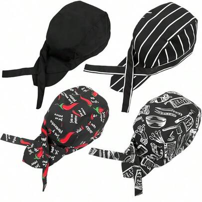 BIG SUN 4 Gorras de Cocina Ajustables para Cocinar, Gorra De Cocinero, Gorras de Trabajo Ajustables de Cocina (02)