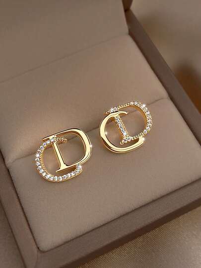 1 Par de Brincos de CD Dourados Estilo Punk, Joias Femininas para o Ambiente de Trabalho, Presente Ideal para o Dia dos Namorados