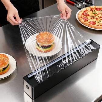 1Pc Black Kitchen Wrap Dispenser, Kitchen Storage Rack, Cling Film Cutter, Cling Film Dispenser, Wrap Cutter, Cling FilmCutter Box, Magnetic Cling Film Cutter Box For Fridge, Wrap Cutter Refrigerator, Magnetic Kitchen Cling Film Cutter, Baking Paper And Tinfoil Dispenser For Kitchen Drawer, Kitchen Accessories