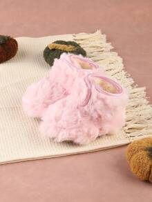 婴儿软底雪地靴，保暖内里，防滑鞋底，0-6个月，秋冬季 - 粉色 - 查看 4