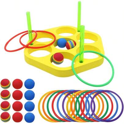 Throw Pool Game - Floating Foam Pool Ring Throw Games - Foam Floating Sports With Balls Motor Skills Swimming Activities Family Home Summer