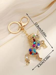 1pc Fashionable Luxury Handcrafted Unicorn Keychain Pendant Accessory, Suitable For Women Car Key, Bag Decoration And Gift - Golden 2011 - View 4