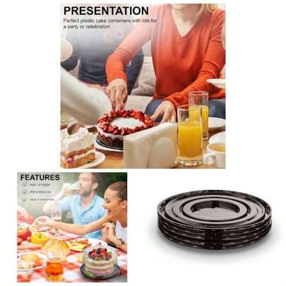 PET Plastic Round Cake Containers 6 - Plastic Bakery Boxes With Lid Pack Of 5 - Made In USA