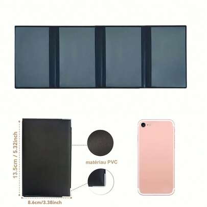 Carteira porta-cartão de identificação de veículo com 4 dobras, bolsos revestidos em PVC, compartimentos para documentos de veículos, design leve e dobrável para viagens, armazenamento de passaportes de motorista