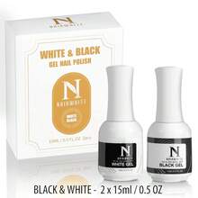 Black White Gel Nail Polish, 2Pcs 15ml Gel Polish Set, Soak Off UV LED Nail Gel Polish Long Lasting Nail Art Starter Manicure Salon DIY At Home Design Decorations Nail Art Design{Inchcolor_nameinch:Inchblack&WhiteGelinch} - 黑白凝膠 - 查看 7
