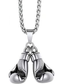 Richsteel 3D/Basketball/Soccer/Baseball Ball Boxing Glove Cool Pendant Men, 316L Stainless Steel Sneaker Chain,Sport Fan Jewelry - 07-鋼製拳擊手套 - 查看 12