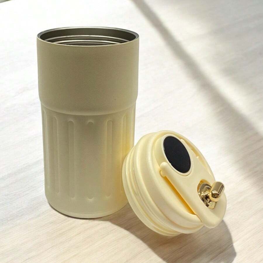 450ml Smart Thermal Cup Stainless Steel Coffee Tea Mug Cup Insulation Cup - 米色 - 查看 1