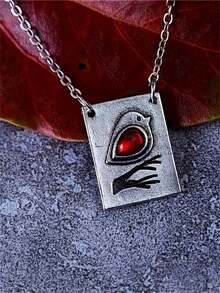 1 pieza Collar colgante rectangular con diseño de pájaro vintage y gemas falsas incrustadas, adecuado para uso casual, vacaciones, fiestas, como regalo de joyería personalizada para mujeres