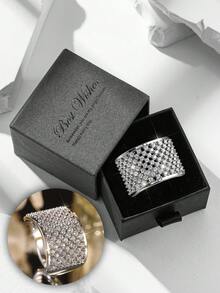 Juego de anillos de plata con circonita cúbica apilables en caja de regalo de lujo, joyería de moda elegante adecuada para bodas y regalos - Plata 2 - Ver 13