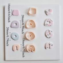 Irregular Geometric Donut Shape Polymer Clay Earring Cutters Minimalist Abstract Dangle Clay Cutting Moulds DIY Clay Pendant Necklace Jewelry Making Tools Sharp Edged 3D Printed Boho Clay Supplies - Beige - View 10