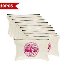 1 Peça / 5 Peças / 10 Peças Bolsa de Lona com Tema de Enfermeira, Bolsa com Zíper, Bolsa de Kit de Sobrevivência, Bolsa Medicinal, Impressão de Padrão de Letra/Flor/Onça/Coração/Arco-íris, Bolsa Divertida para Maquiagem, Bolsa de Toucador Portátil para Viagem, Organizador de Maquiagem, Bolsa Cosmética, Bolsa de Higiene, Coleção de Banheiro, Coleção de Quarto, Grande Capacidade