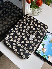 1PC Korean Ins Retro Corduroy Small Flowers Compatible With IPad Tablet Bag, 11/13/15 Inch Laptop Storage Bag, Shock And Drop Resistant Laptop Bag Laptop Case Laptop Sleeve Laptop Cover For Women Travel Essentials - Multicolor - View 21