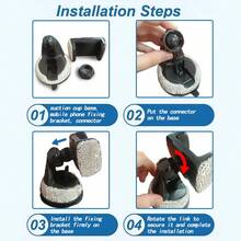 1 pieza Soporte de teléfono para automóvil con cristales de diamante, montaje giratorio de ventosa para el salpicadero y la rejilla de ventilación, esencial para viajes, navegación en el automóvil y uso manos libres