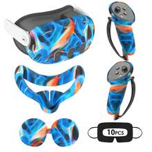 Juego de cubiertas de silicona compatible con Meta/Oculus Quest 3, diseño mejorado de protección completa para Quest 3, 5 en 1 accesorios de VR Cubierta protectora, regalo ideal para cumpleaños y Navidad (no incluye auricular y controlador de VR) (Fluorescente)