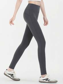 CAMEL CROWN Women's Spring Yoga Pants, Thin Thermal Lined Warm High Waist Lifting Tight Fitness Running Sports Pants - Ink Gray - View 3