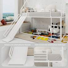 Twin über Twin Etagenbett mit Rutsche für Kinder Schlafzimmer, Haus geformt Bettgestell w / Leiter, kein Boxspring benötigt & einfach zu montieren