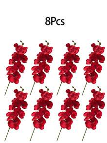 1/2/4/6 piezas, Pintura al óleo de orquídea de mariposa rojo oscuro simulada, Flores decorativas para sala de estar, mesa de comedor, habitación modelo, decoración de boda y compromiso, flores artificiales, decoración navideña, aproximadamente 98 cm, regalos para mujeres, regalo de cumpleaños, decoración del hogar, decoración del hogar, adornos del hogar, flores falsas, flor artificial