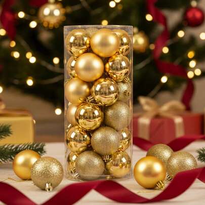 24 piezas Bolas decorativas navideñas de 8cm, bolas colgantes decorativas, bolas de árbol de Navidad, decoraciones colgantes de plástico para el árbol de Navidad, decoraciones navideñas, decoraciones para el hogar