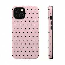 Polka Dot Phone Case - Stylish Tough Cases For IPhone, Cute Gift For Her,  Phone, Pink & Black DesignRetro Fashion Simple Cute Phone Case,Valentine's Day Gift,Holiday Gift - 款式1(1件) - 查看 7
