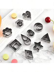 Precision Geometric Cookie Cutter Set, 30-Pack - Food- 430 Stainless Steel, Rust-Proof & Dishwasher  For Home And Commercial Baking​​​ - 銀色 - 查看 8