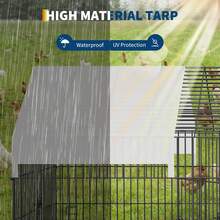 Gallinero metálico, recinto exterior de 330 x 100 x 100 cm con techo de protección solar y 5 puertas, gallinero grande con cerradura, recinto exterior resistente a la intemperie para gallinas, conejos, patos, pequeños animales, plantas. - Plateado - Ver 3