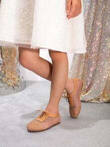 1 Pair Fashionable, Versatile, Breathable Mesh Children Flat Shoes - Khaki - View 5