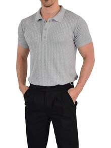 JOHN LEOPARD - Men's Knitted Polo Shirt - Burgundy - View 3