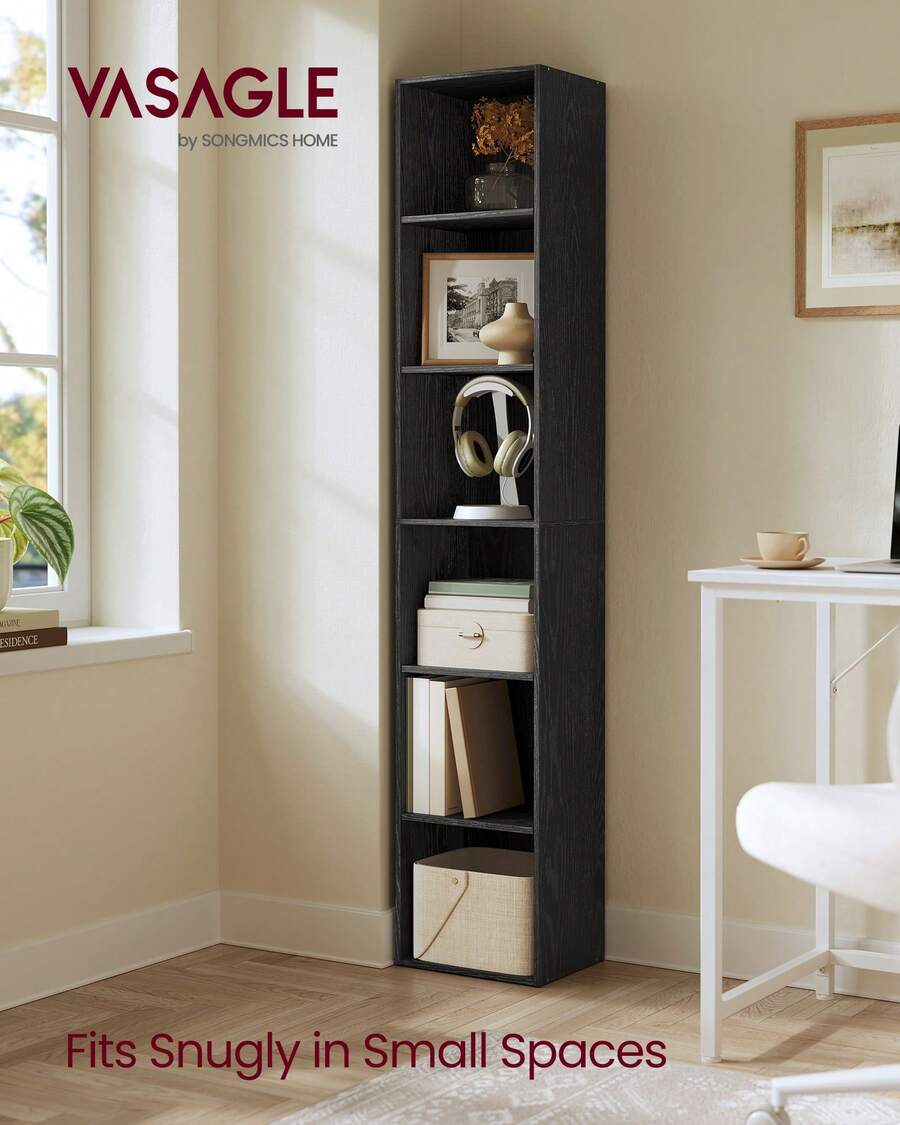 VASAGLE Collection - Bookshelf, 6-Tier Bookcase, Book Shelf, Open Storage Shelf, 9.4 X 11.9 X 63.3 Inches, For Living Room, Home Office, Dinning Room - màu đen - Xem 1