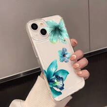 Funda transparente para teléfono adecuada para varios modelos de  con patrón floral cian, incluyendo  16, para  11 Pro, para  13, para  15 PLUS, etc. - Colores mixtos - Ver 5