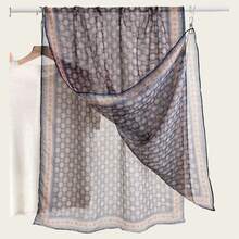 Écharpe longue en soie à carreaux argentés, imprimé rétro personnalisé,âle décoratif polyvalent haut de gamme, écharpe longue respirante pour femme