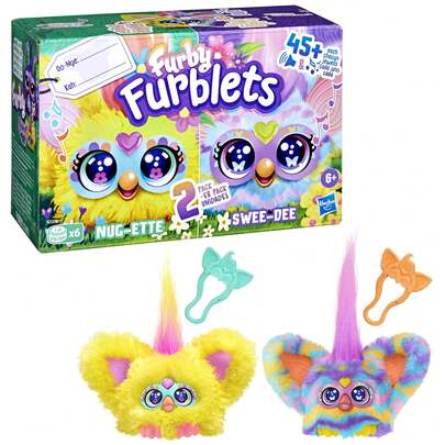 Hasbro Furby Furblets Fierce & Fabulous 2-pack, Greenie-Meanie & May-May med 45 ljud vardera, elektroniska plyschleksaker för flickor och pojkar 6 år och uppåt