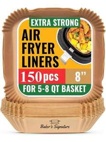 150pcs Disposable Air Fryer Paper Liners For Frying Chicken, Wings, French Fries, Prevent Oil Splatter Paper Air Fryer Kitchen Air Fryer Liners Air Fryer Paper Airfryer Air Frier - Nâu vuông - Xem 1