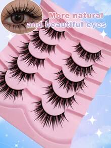 5 Pairs Of Fluffy Eyelashes, 3D Natural Fluffy Swallowtail Eyelashes, Lightweight Artificial Mink Eyelashes, Natural Cat Eye Eyelashes, Reusable Eyelashes Daily Wear, Halloween, Christmas, Dates & Party - Criss Cross lashes - View 2