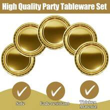 50pcs  Paper Plates Gold, Gold Camping Plates Birthday Party Tableware Supplies Durable Party Plate For Parties, Dinner, Holiday, Picnic,Birthday Parties, Dinner Table, Wedding,25837419 - 金色 - 查看 5