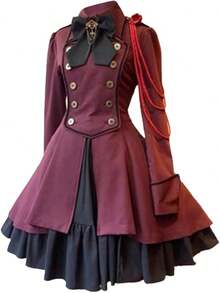Cool Gothic Lolita Dress Women Halloween Masquerade Party Dress Gothic Punk Dress Classic Renaissance Victorian Dress - A02_紅色 - 查看 6