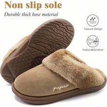 Women's Memory Foam Slippers Ladies Slip On Arch Support Suede Scuff Slipper Cozy Fuzzy Faux Fur Winter House Shoes Indoor Outdoor - màu nâu - Xem 6