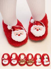 1 Pair Children's Christmas Series Socks, Red Non-Slip Dot Toddler Socks With Santa Claus, Christmas Tree, Christmas Star Patterns, Skin-Friendly Breathable Soft, Available In Boat Socks Or Floor Socks, Suitable For New Year Celebration Gatherings And Parties - Multicolor - View 10