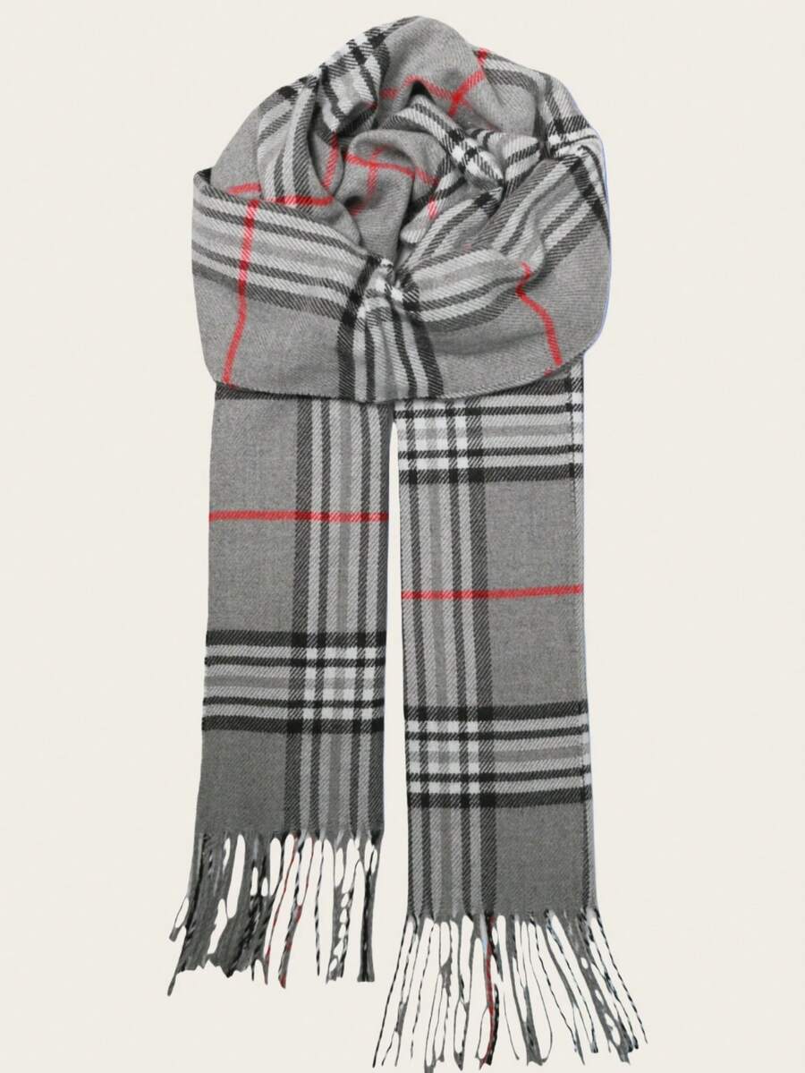 1pc Classic Plaid Men Scarf, Boyfriend Style Autumn/Winter Warm Scarf, Fashionable Double-Sided Neck Warmer, Luxury Birthday Gift Men AccessoriesMen Scarves - Multicolor - View 1